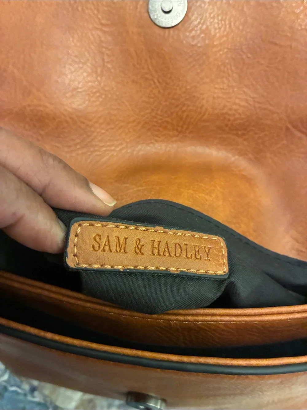 Sam & Hadley Cognac Style Shoulder Bag w/O-ring & magnetic flap closure